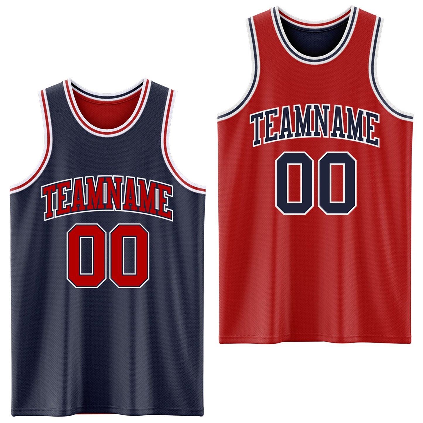 Custom Navy Red-White Reversible Double Side Sublimation Basketball Suit Jersey - Sky-Custom