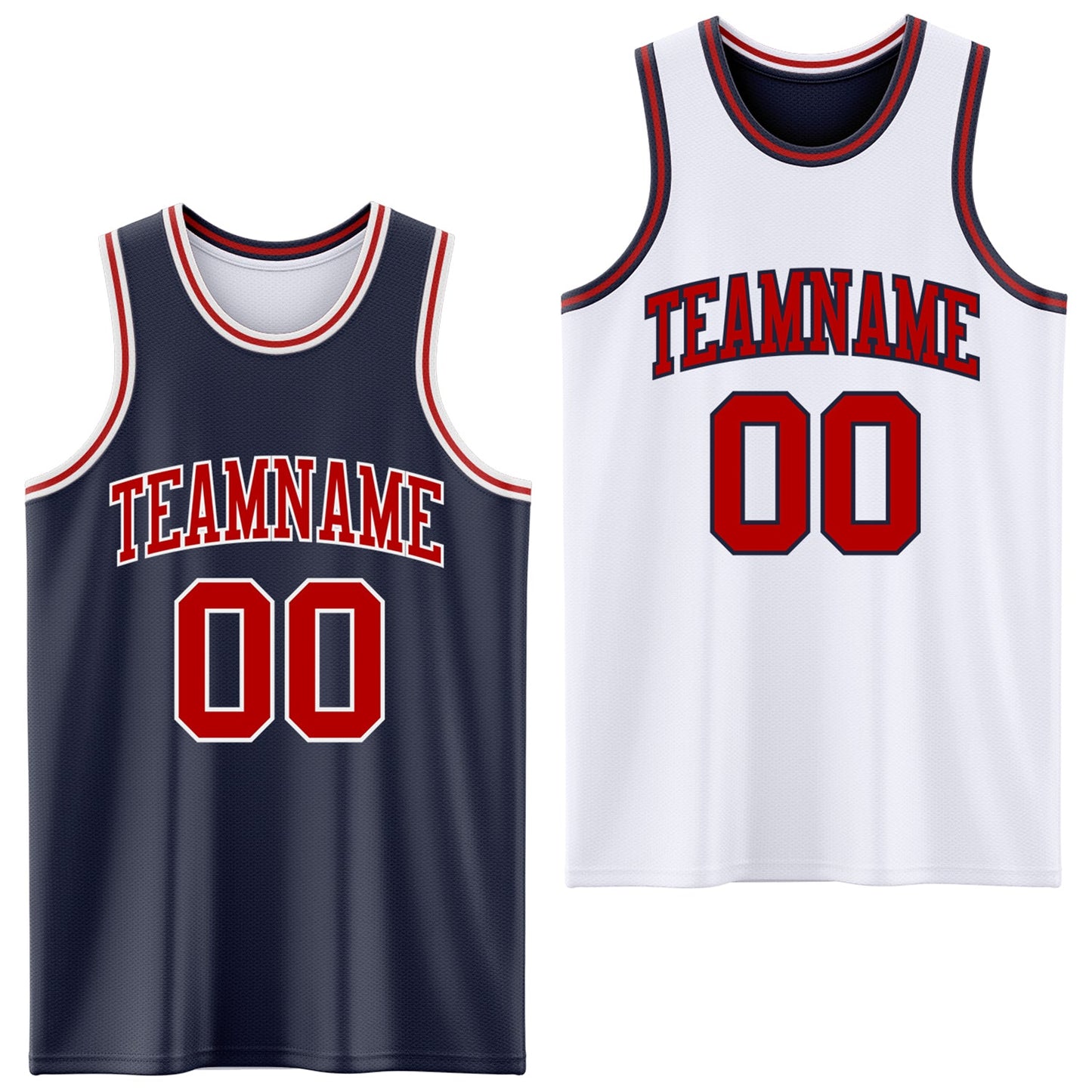 Custom Navy Red-White Reversible Double Side Sublimation Basketball Suit Jersey - Sky-Custom