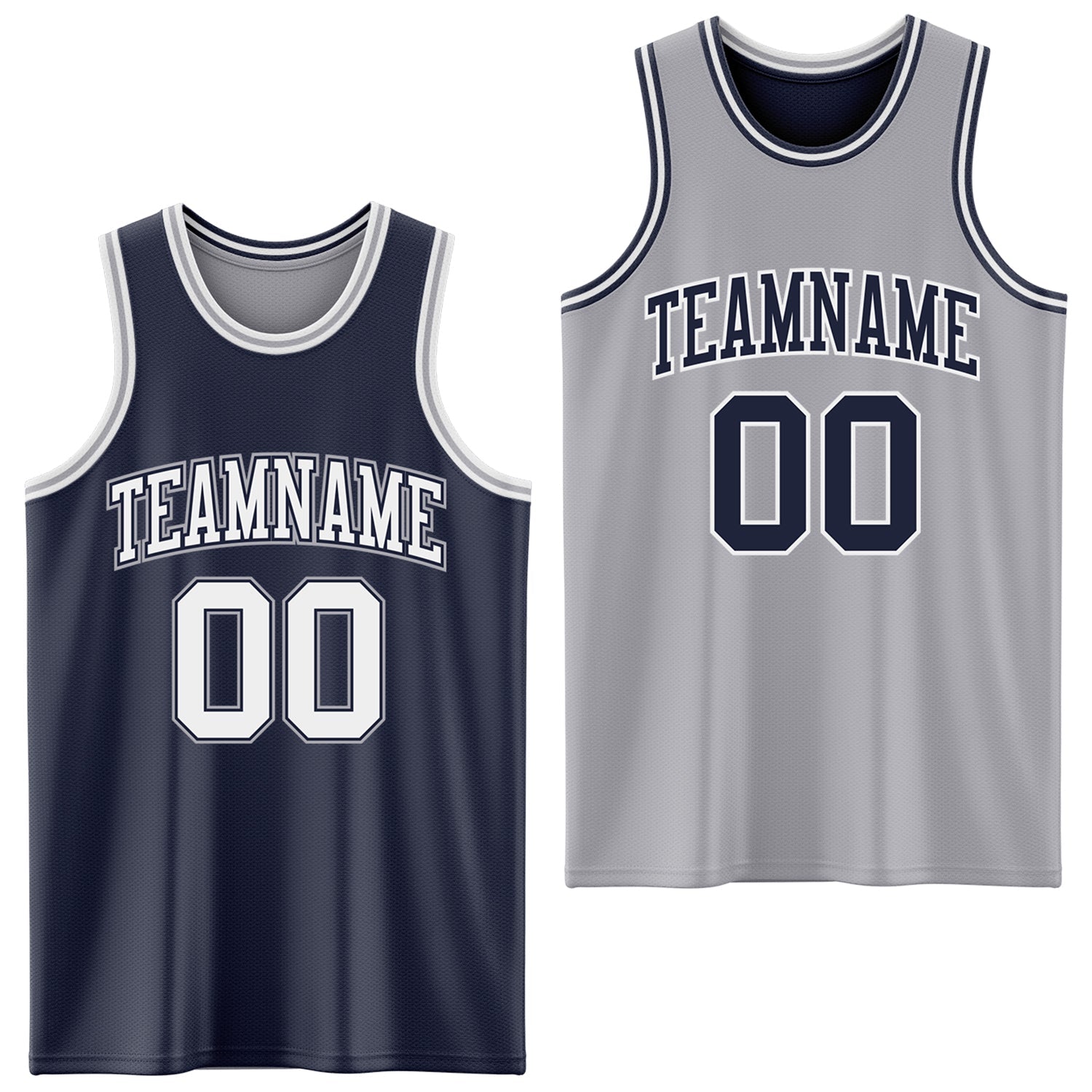 Custom Navy White-Gray Reversible Double Side Sublimation Basketball Suit Jersey - Sky-Custom
