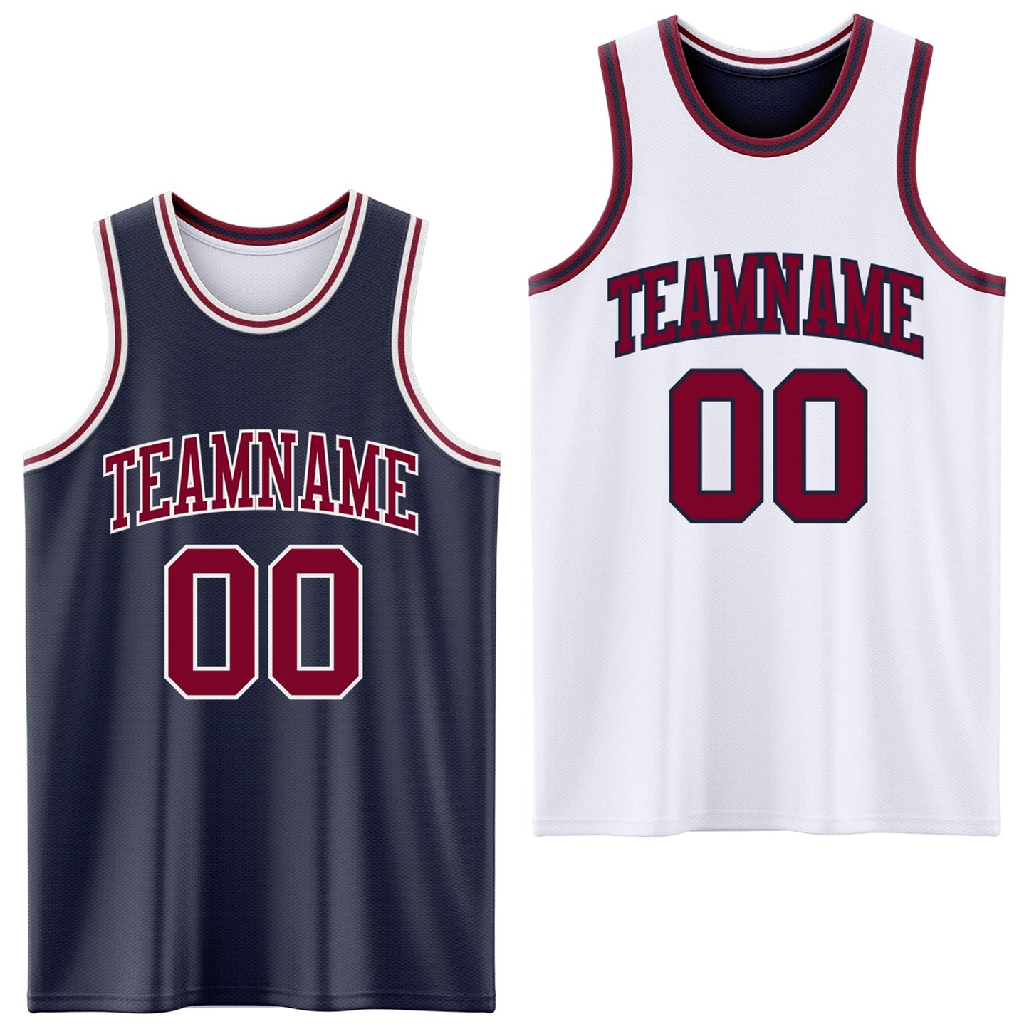 Custom Navy Maroon-White Reversible Double Side Sublimation Basketball Suit Jersey - Sky-Custom