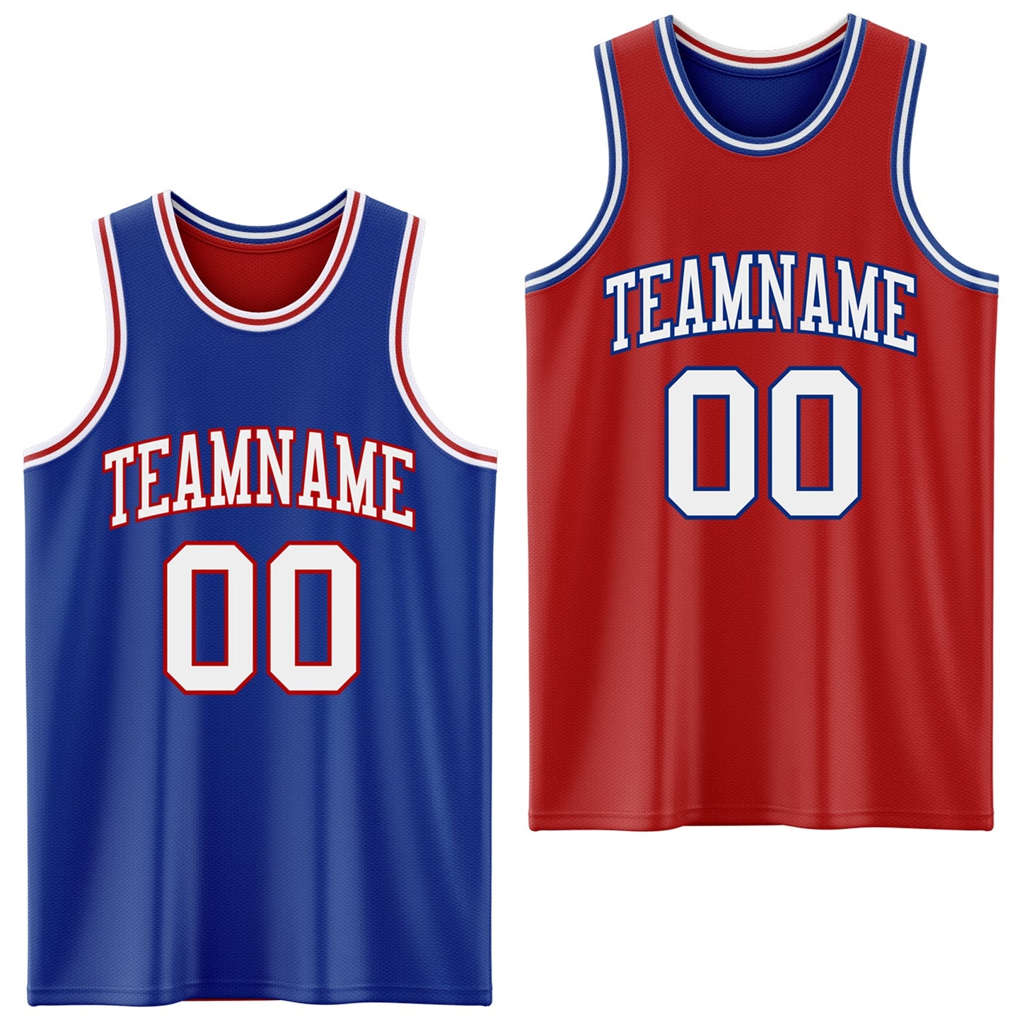 Custom Royal White-Red Reversible Double Side Sublimation Basketball Suit Jersey - Sky-Custom