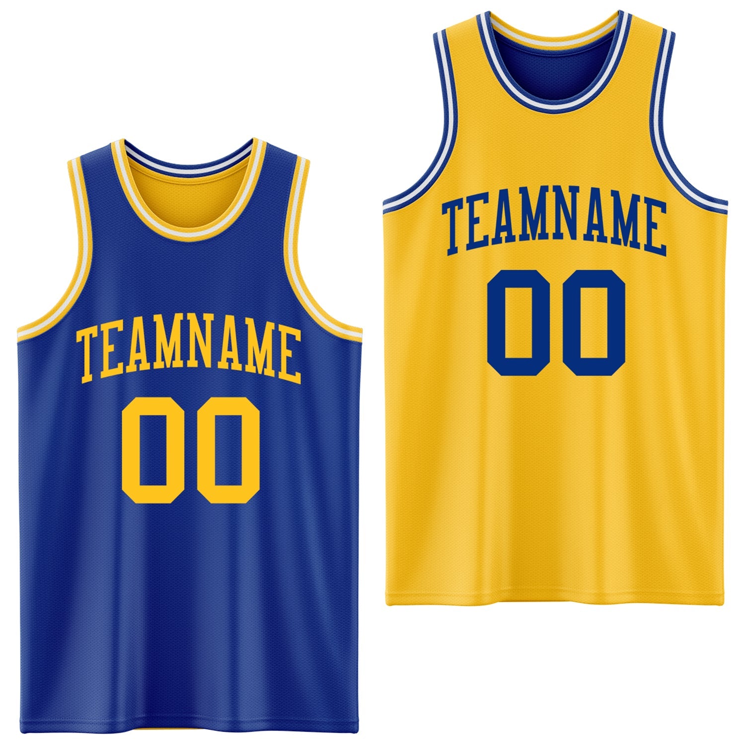Custom Royal Gold-White Reversible Double Side Sublimation Basketball Suit Jersey - Sky-Custom