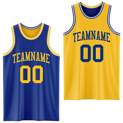 Custom Royal Gold-White Reversible Double Side Sublimation Basketball Suit Jersey - Sky-Custom