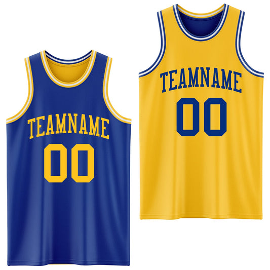 Custom Royal Gold-White Reversible Double Side Sublimation Basketball Suit Jersey - Sky-Custom