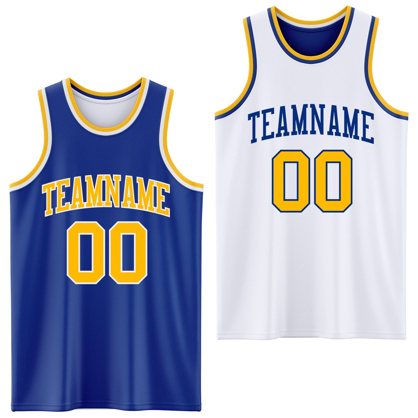 Custom Royal Gold-White Reversible Double Side Sublimation Basketball Suit Jersey - Sky-Custom