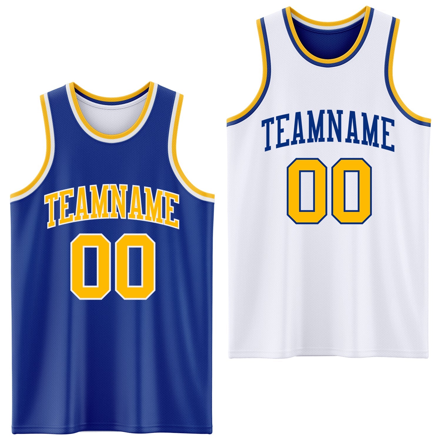Custom Royal Gold-White Reversible Double Side Sublimation Basketball Suit Jersey - Sky-Custom