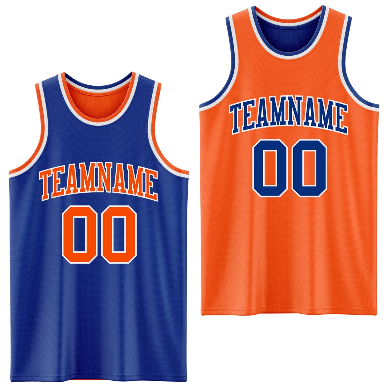 Custom Royal Orange-White Reversible Double Side Sublimation Basketball Suit Jersey - Sky-Custom
