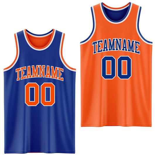 Custom Royal Orange-White Reversible Double Side Sublimation Basketball Suit Jersey - Sky-Custom