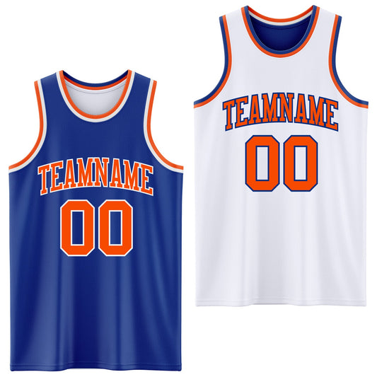Custom Royal Orange-White Reversible Double Side Sublimation Basketball Suit Jersey - Sky-Custom