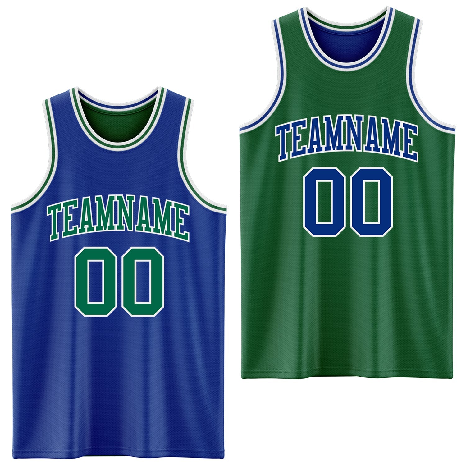 Custom Royal Kelly Green-White Reversible Double Side Sublimation Basketball Suit Jersey - Sky-Custom