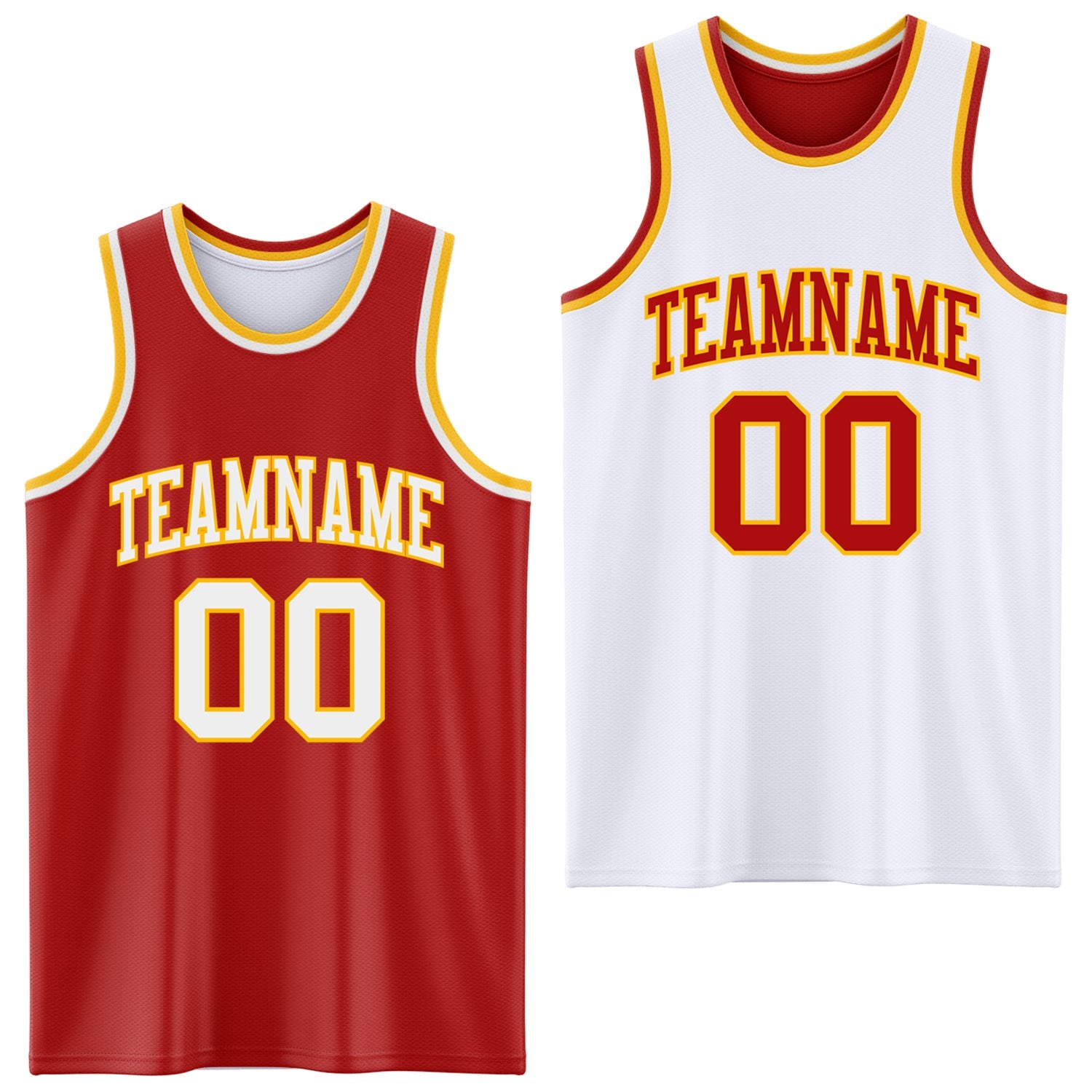 Custom Red White-Gold Reversible Double Side Sublimation Basketball Suit Jersey - Sky-Custom