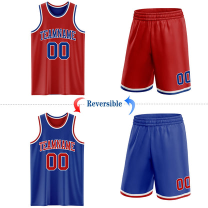 Custom Red Royal-White Reversible Double Side Sublimation Basketball Suit Jersey - Sky-Custom