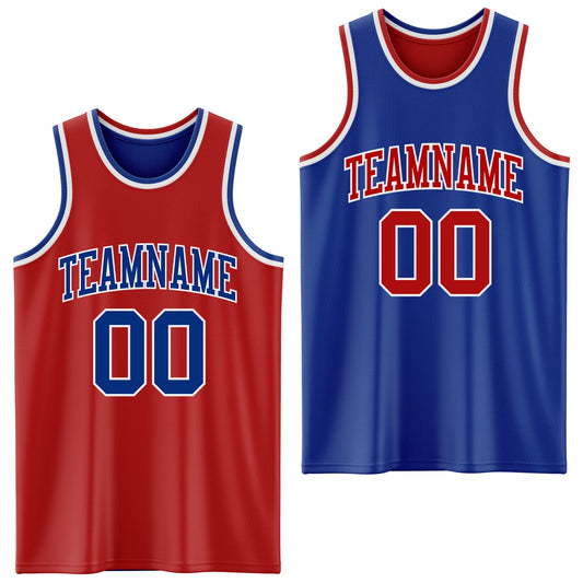 Custom Red Royal-White Reversible Double Side Sublimation Basketball Suit Jersey - Sky-Custom
