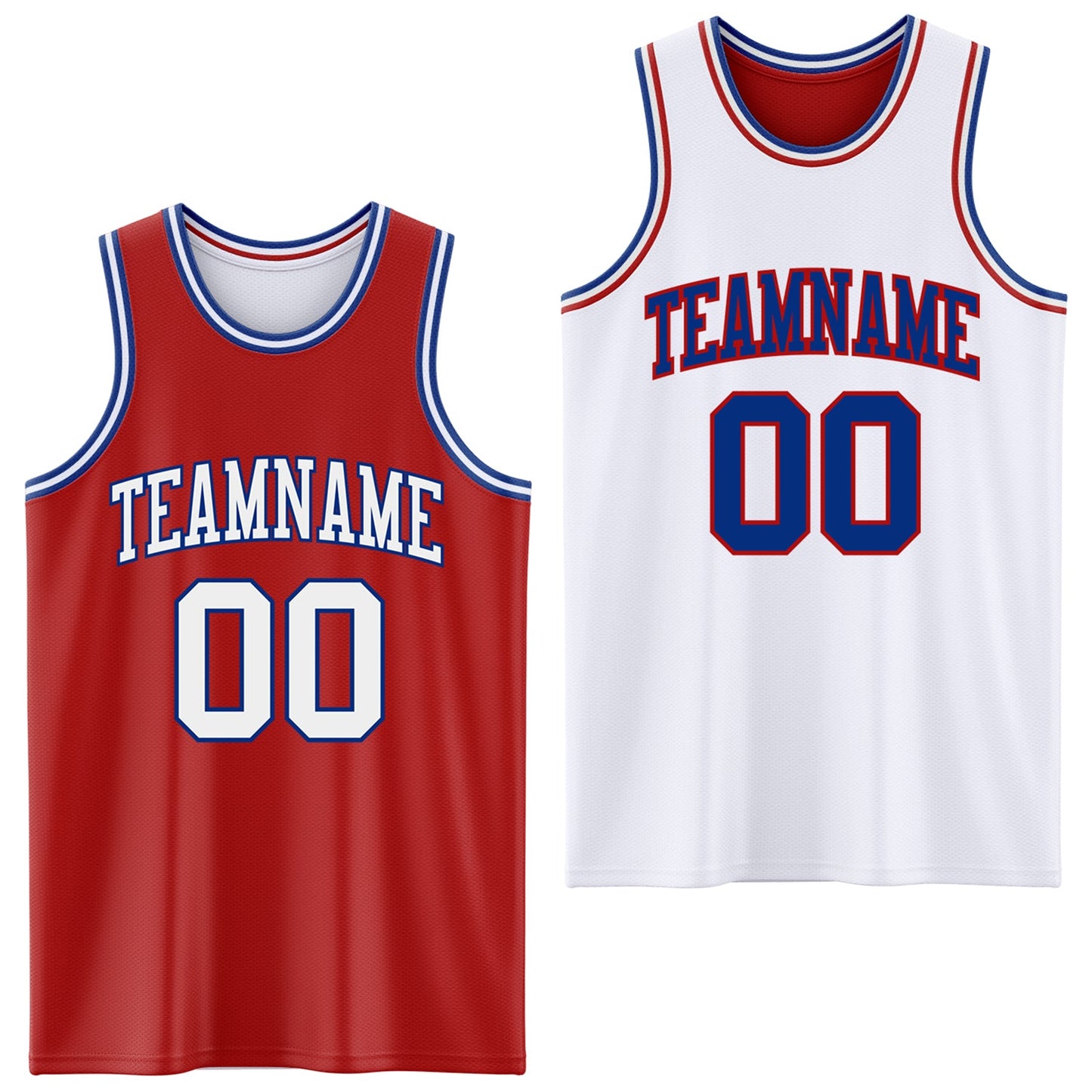 Custom Red White-Royal Reversible Double Side Sublimation Basketball Suit Jersey - Sky-Custom