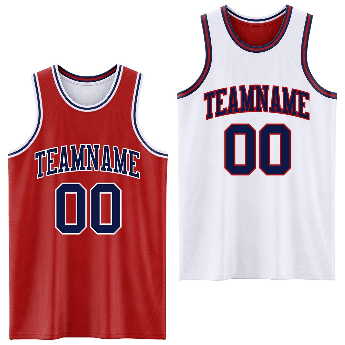 Custom Red Navy-White Reversible Double Side Sublimation Basketball Suit Jersey - Sky-Custom
