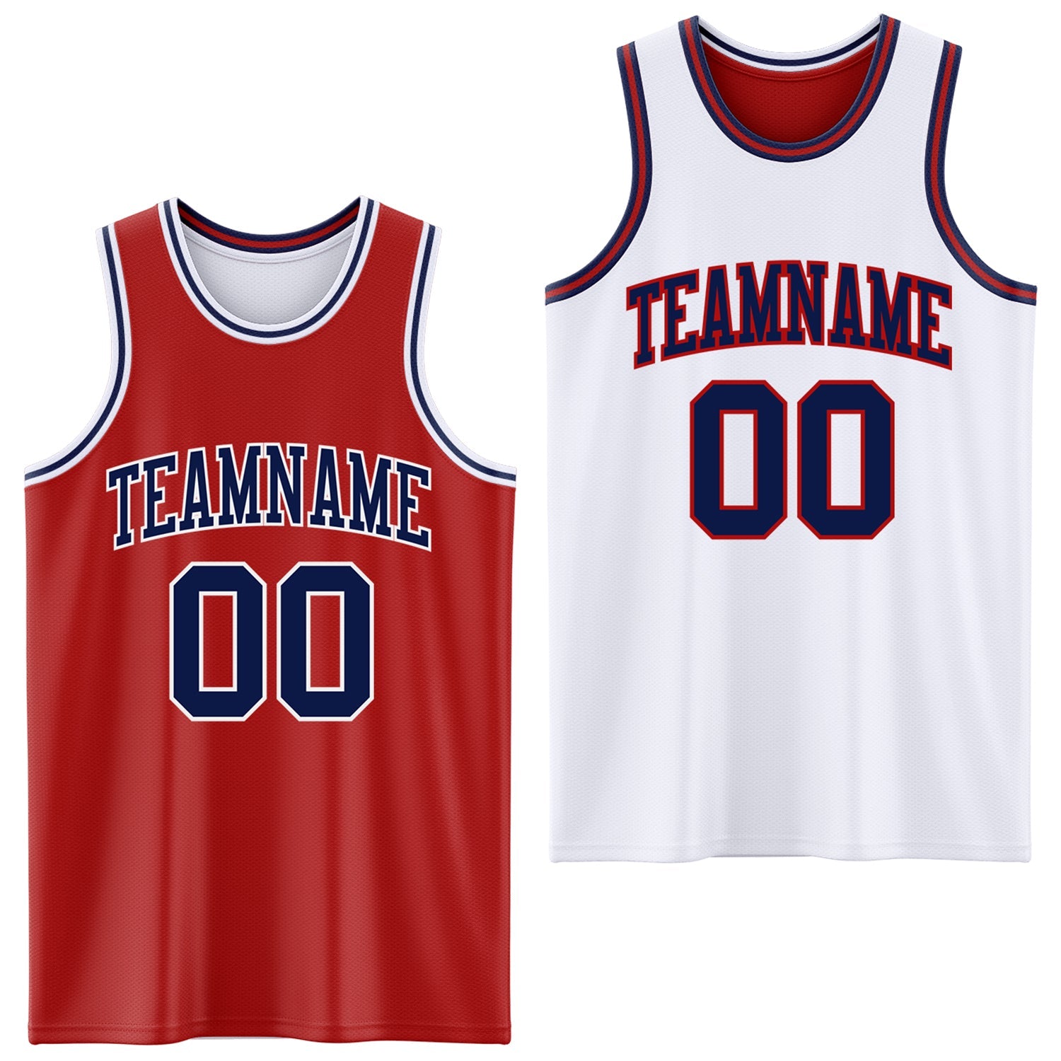 Custom Red Navy-White Reversible Double Side Sublimation Basketball Suit Jersey - Sky-Custom