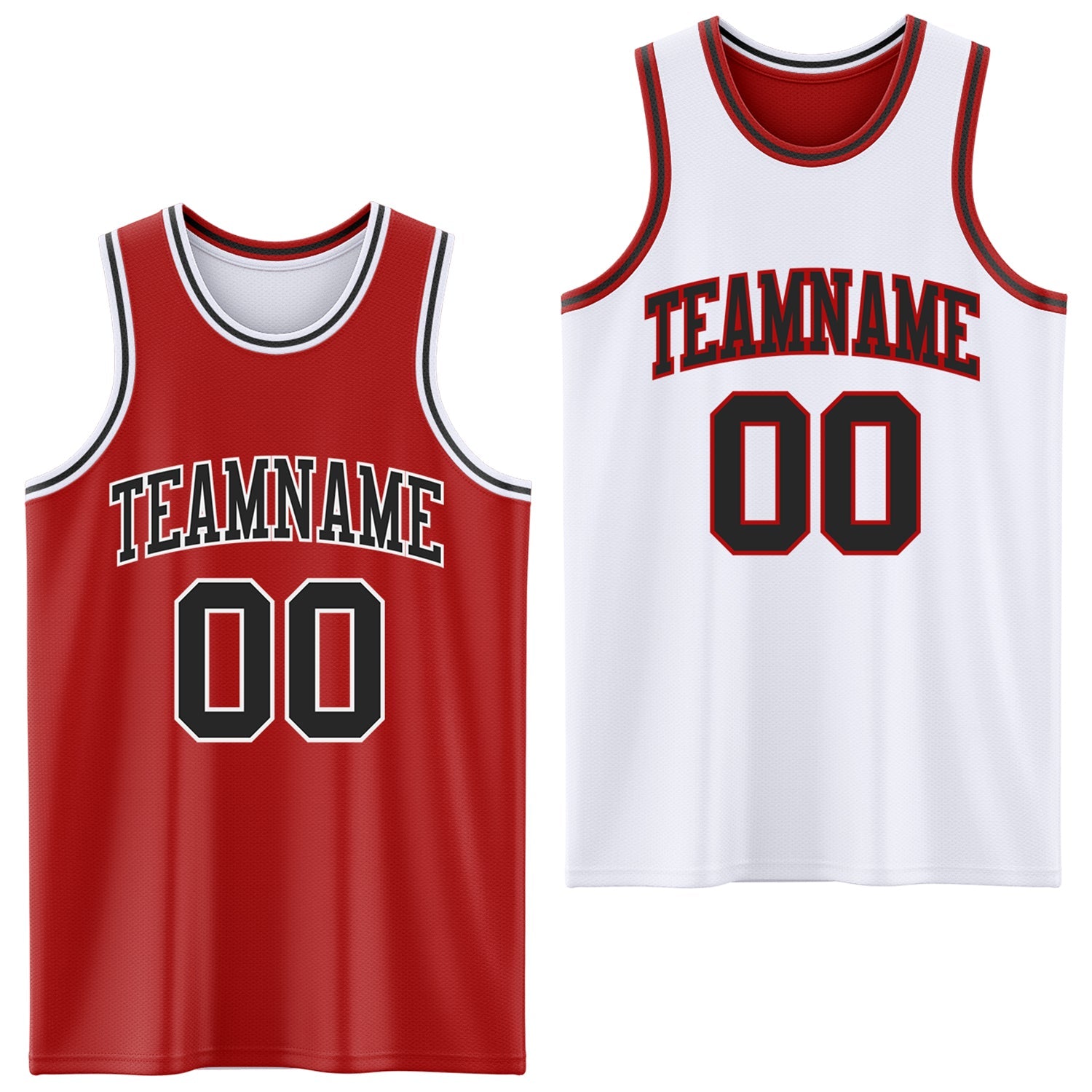 Custom Red Black-White Reversible Double Side Sublimation Basketball Suit Jersey - Sky-Custom