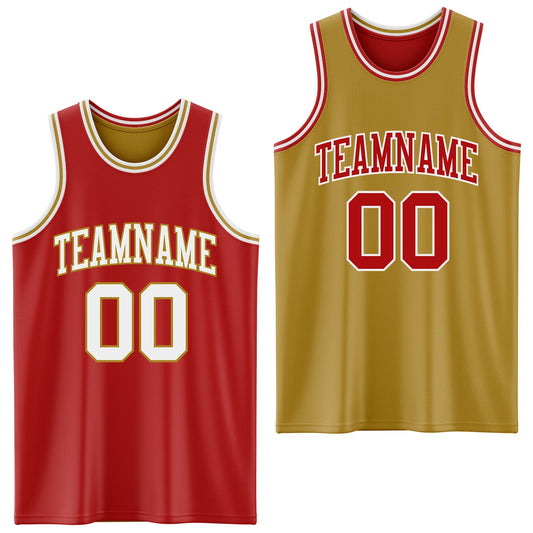 Custom Red White-Old Gold Reversible Double Side Sublimation Basketball Suit Jersey - Sky-Custom