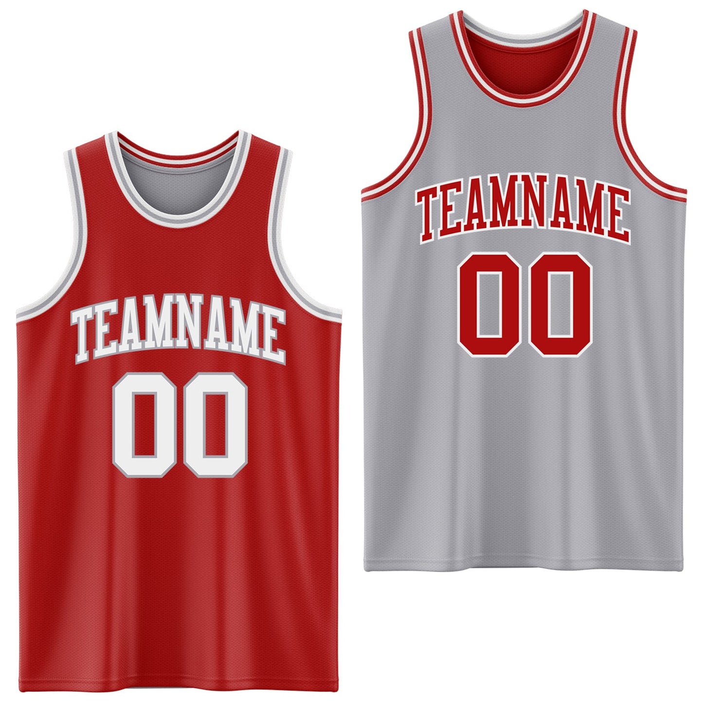 Custom Red White-Gray Reversible Double Side Sublimation Basketball Suit Jersey - Sky-Custom