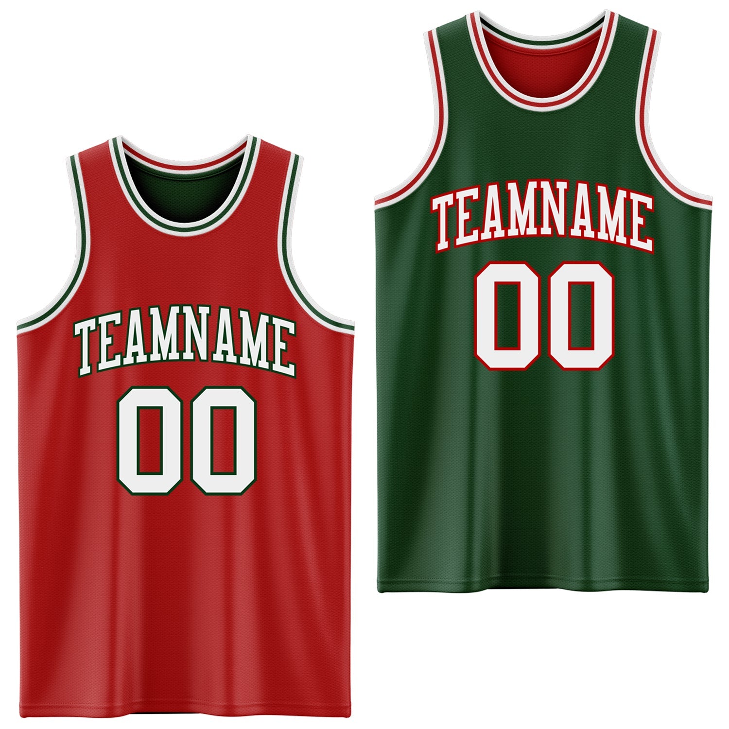 Custom Red White-Green Reversible Double Side Sublimation Basketball Suit Jersey - Sky-Custom