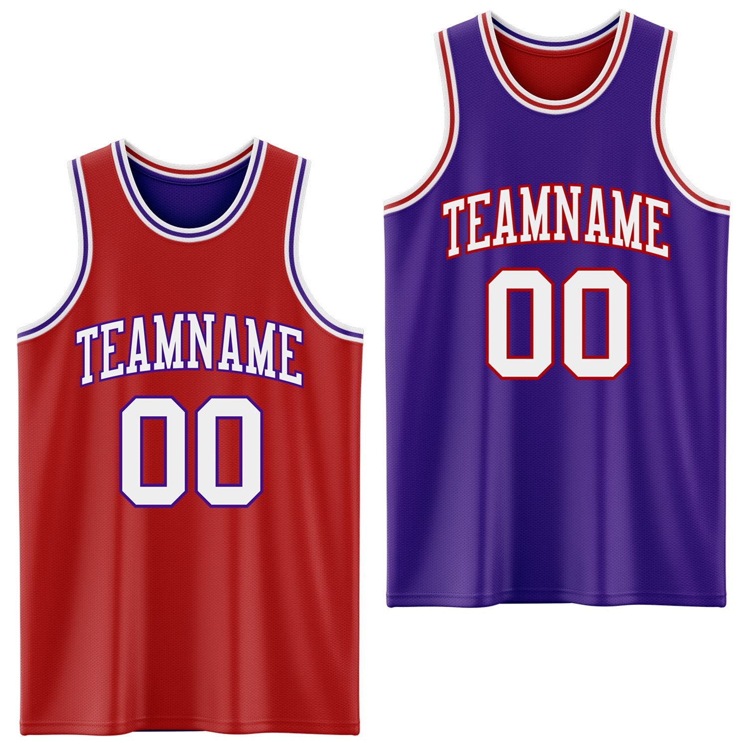 Custom Red White-Purple Reversible Double Side Sublimation Basketball Suit Jersey - Sky-Custom