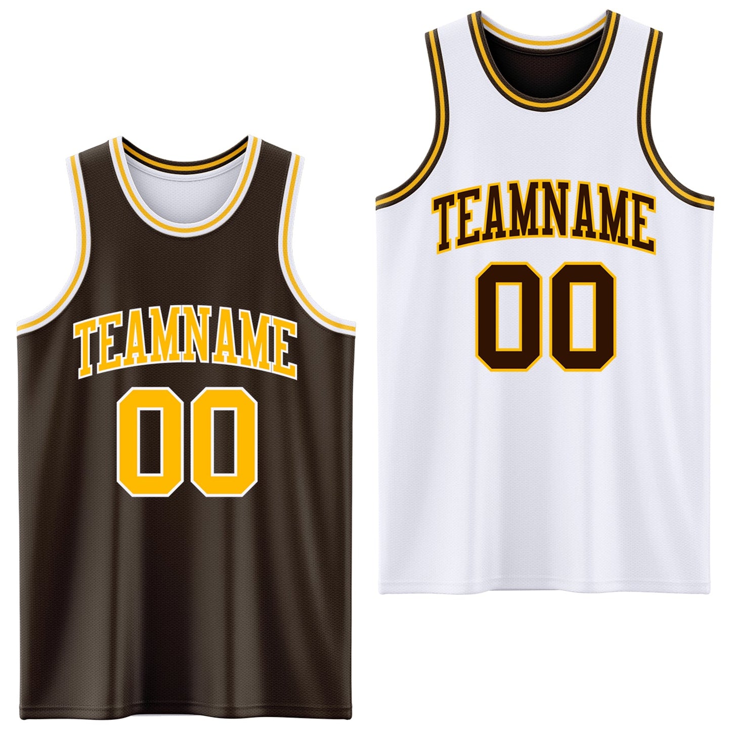 Custom Brown Gold-White Reversible Double Side Sublimation Basketball Suit Jersey - Sky-Custom