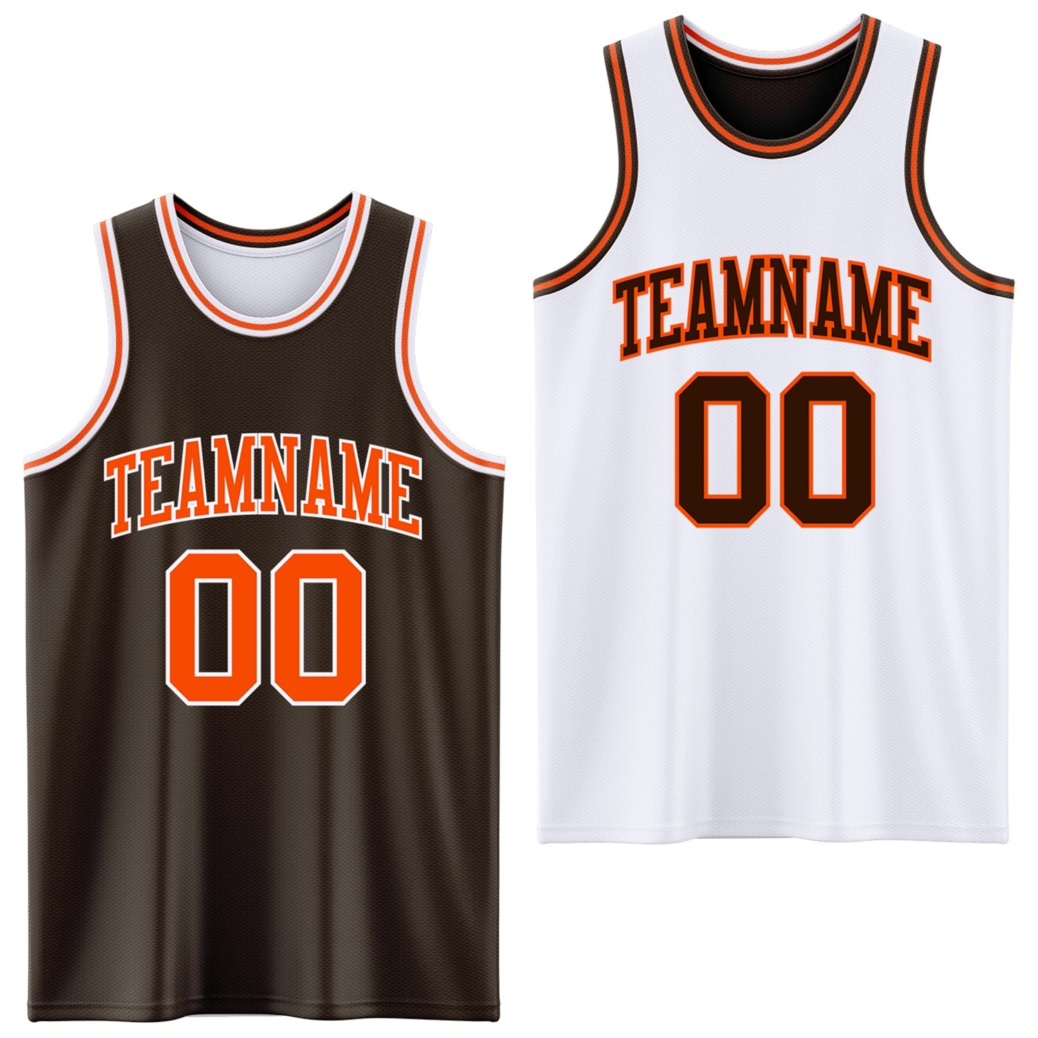 Custom Brown Orange-White Reversible Double Side Sublimation Basketball Suit Jersey - Sky-Custom