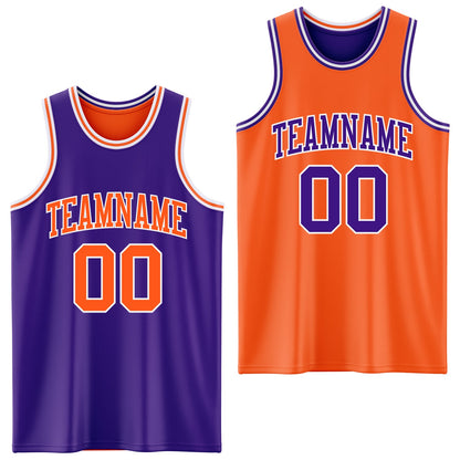Custom Purple Orange-White Reversible Double Side Sublimation Basketball Suit Jersey - Sky-Custom