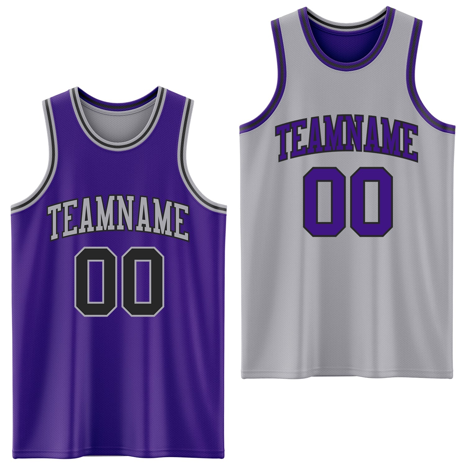 Custom Purple Black-Gray Reversible Double Side Sublimation Basketball Suit Jersey - Sky-Custom