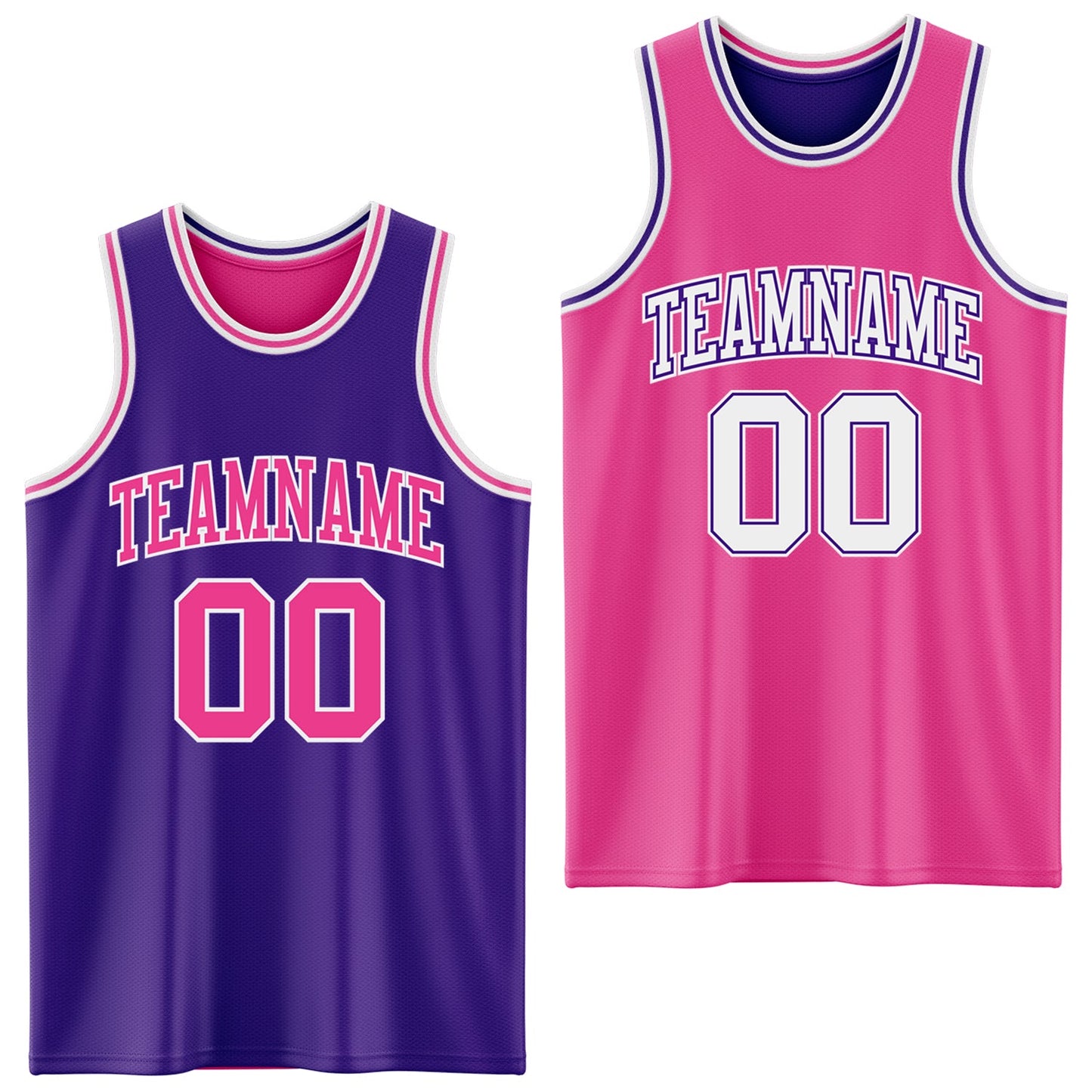 Custom Purple Pink-White Reversible Double Side Sublimation Basketball Suit Jersey - Sky-Custom