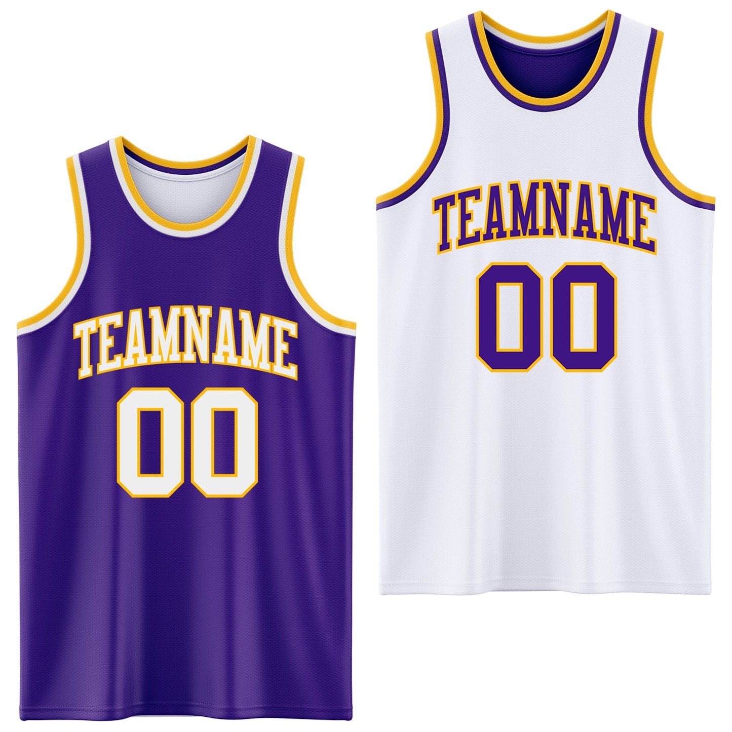 Custom Purple White-Gold Reversible Double Side Sublimation Basketball Suit Jersey - Sky-Custom