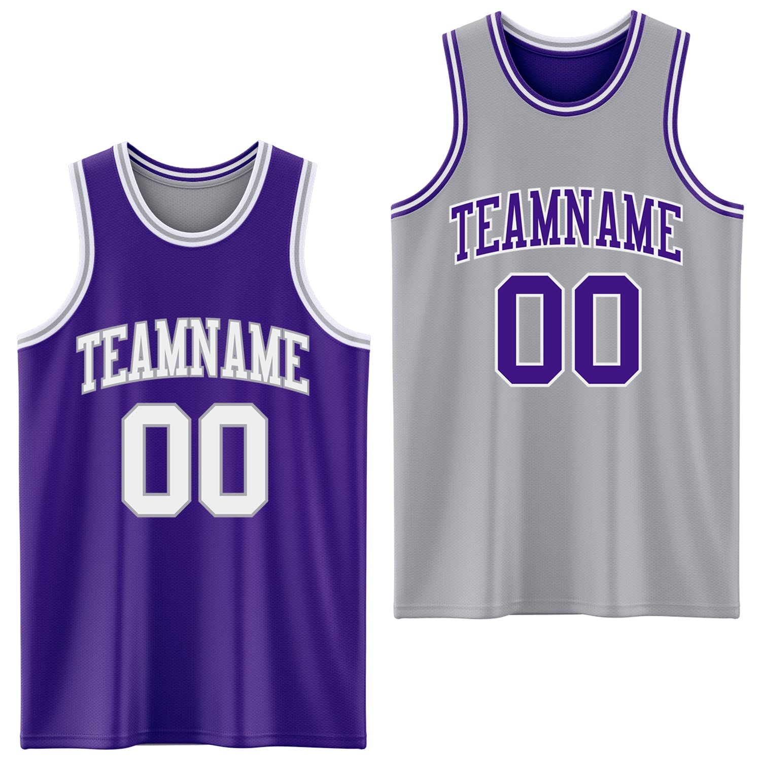 Custom Purple White-Gray Reversible Double Side Sublimation Basketball Suit Jersey - Sky-Custom