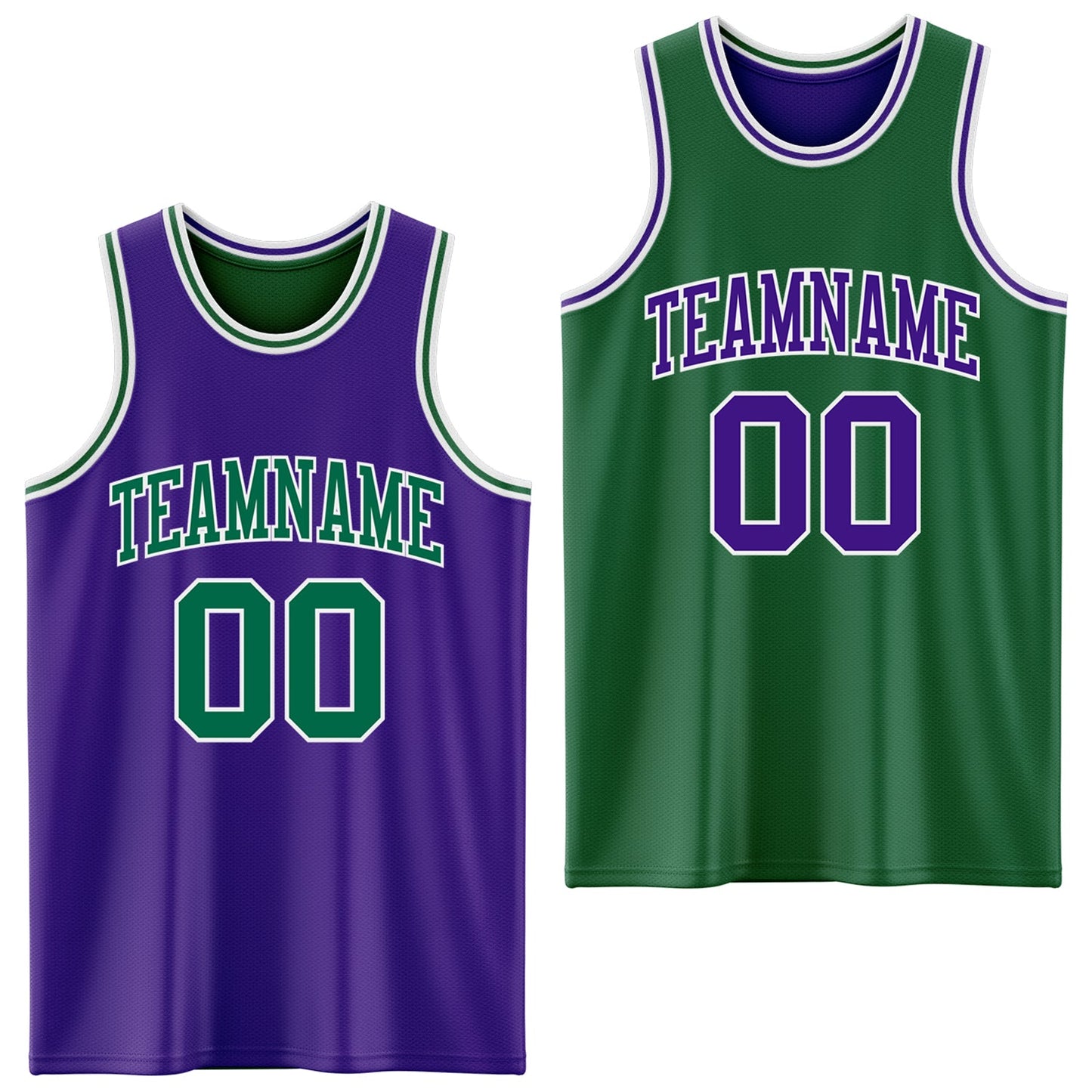 Custom Purple Kelly Green-White Reversible Double Side Sublimation Basketball Suit Jersey - Sky-Custom