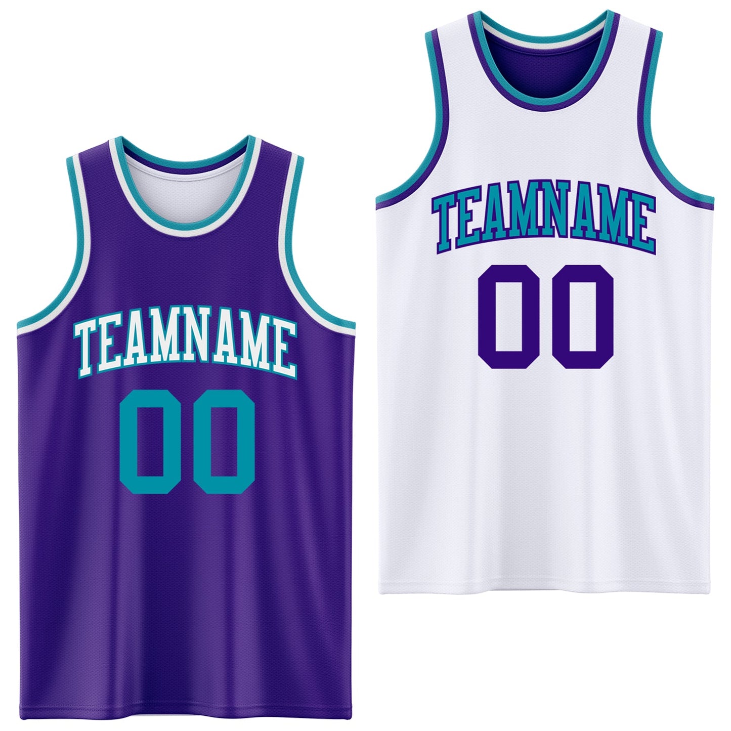 Custom Purple Teal-White Reversible Double Side Sublimation Basketball Suit Jersey - Sky-Custom