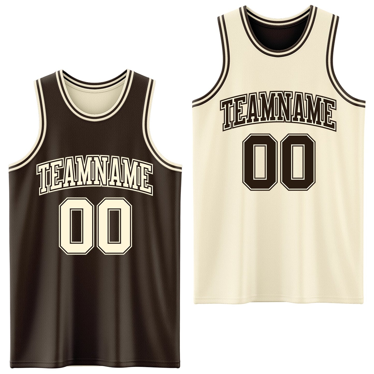 Custom Reversible Brown Cream Double Side Sublimation Basketball Suit Jersey - Sky-Custom