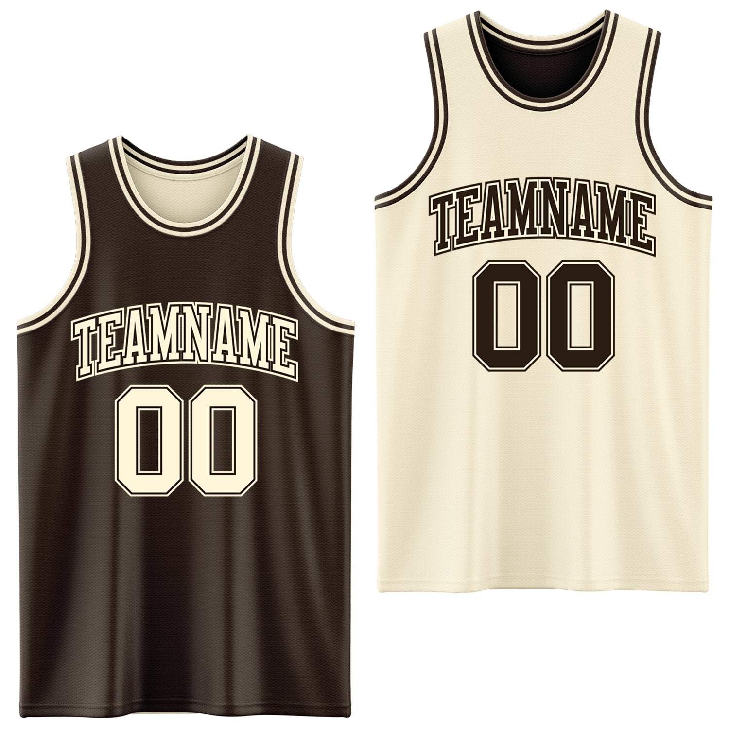 Custom Reversible Brown Cream Double Side Sublimation Basketball Suit Jersey - Sky-Custom