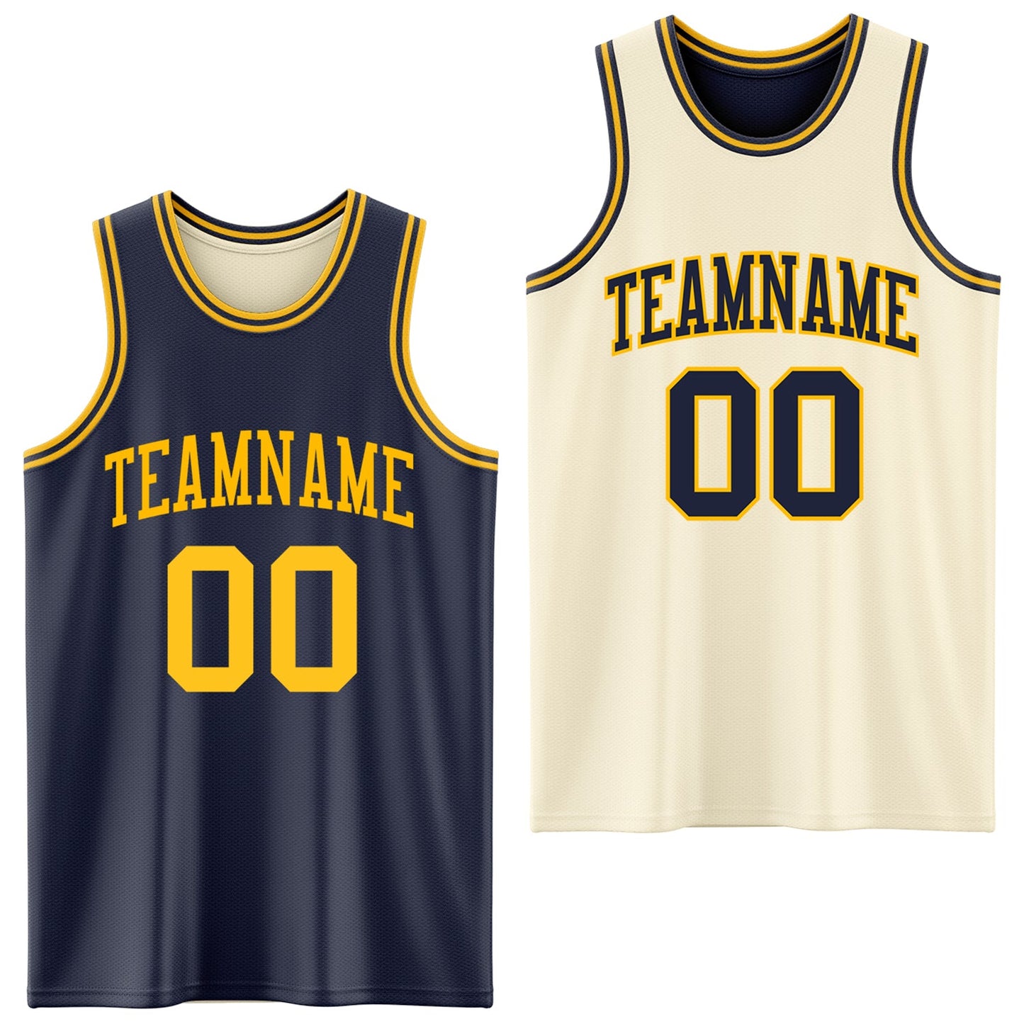 Custom Reversible Navy Gold Double Side Sublimation Basketball Suit Jersey - Sky-Custom