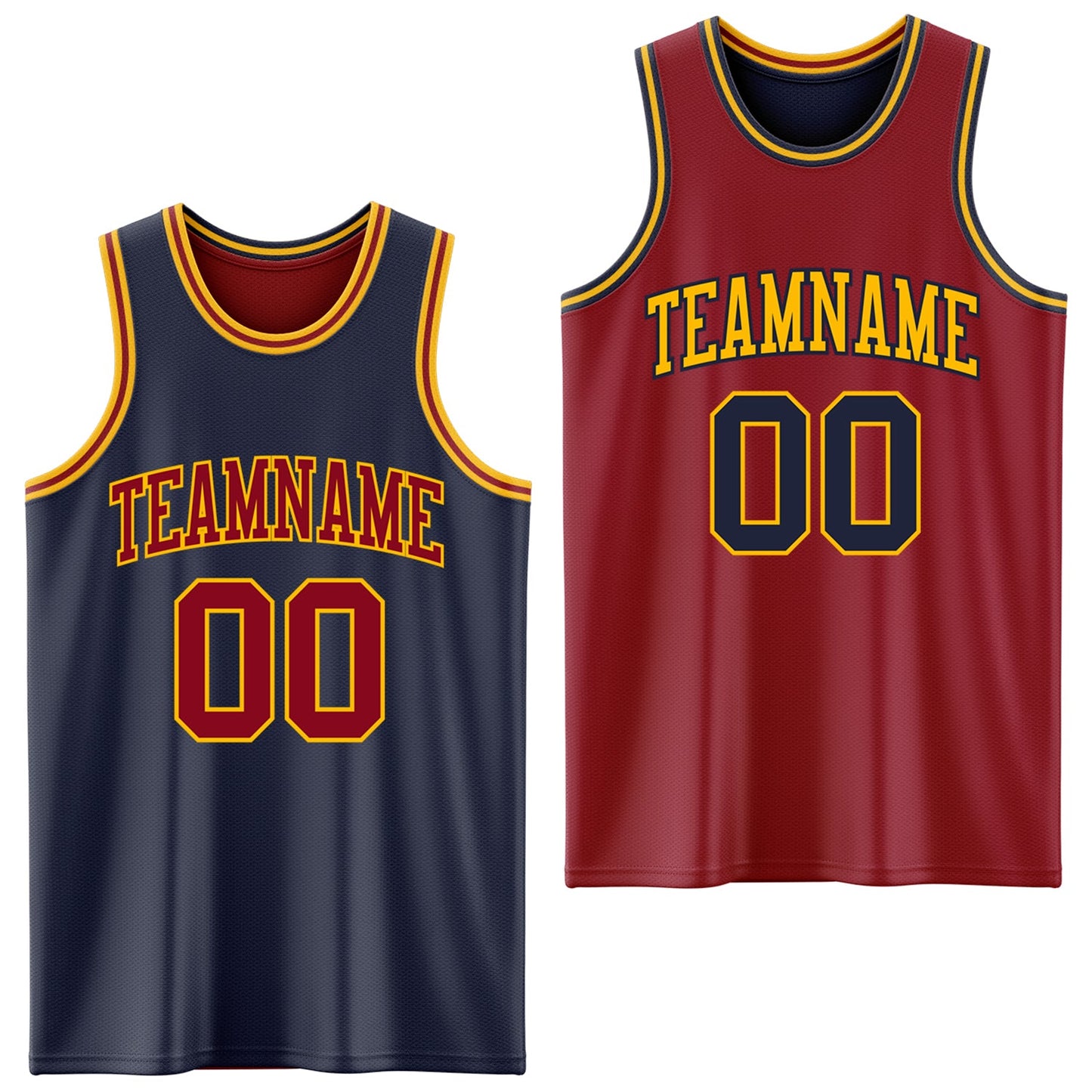 Custom Reversible Navy Maroon-Gold Double Side Sublimation Basketball Suit Jersey - Sky-Custom