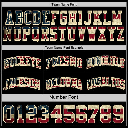 Custom Reversible Black Vintage USA Flag Cream-Maroon Double Side Sublimation Basketball Suit Jersey - Sky-Custom