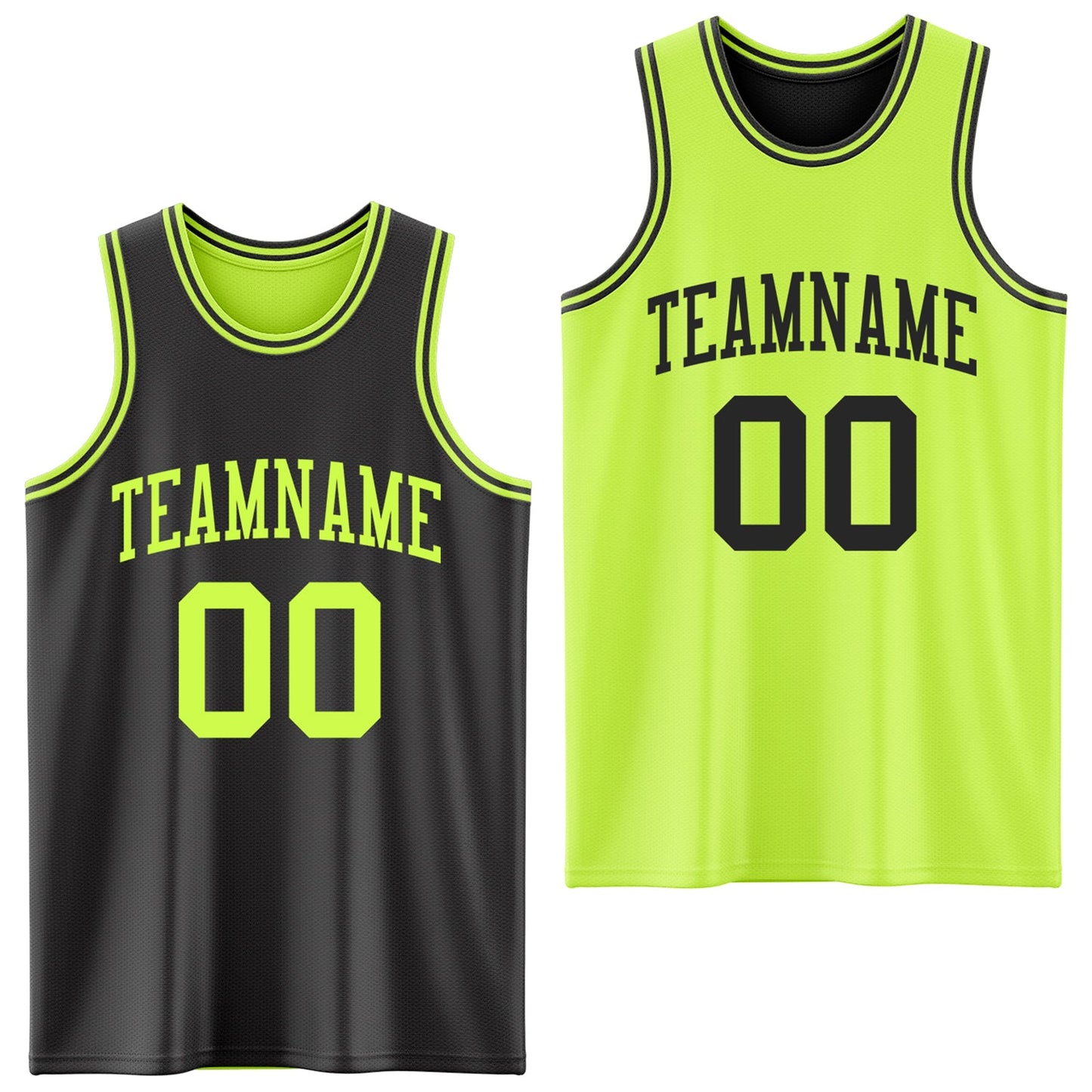Custom Reversible Black Neon Green Double Side Sublimation Basketball Suit Jersey - Sky-Custom