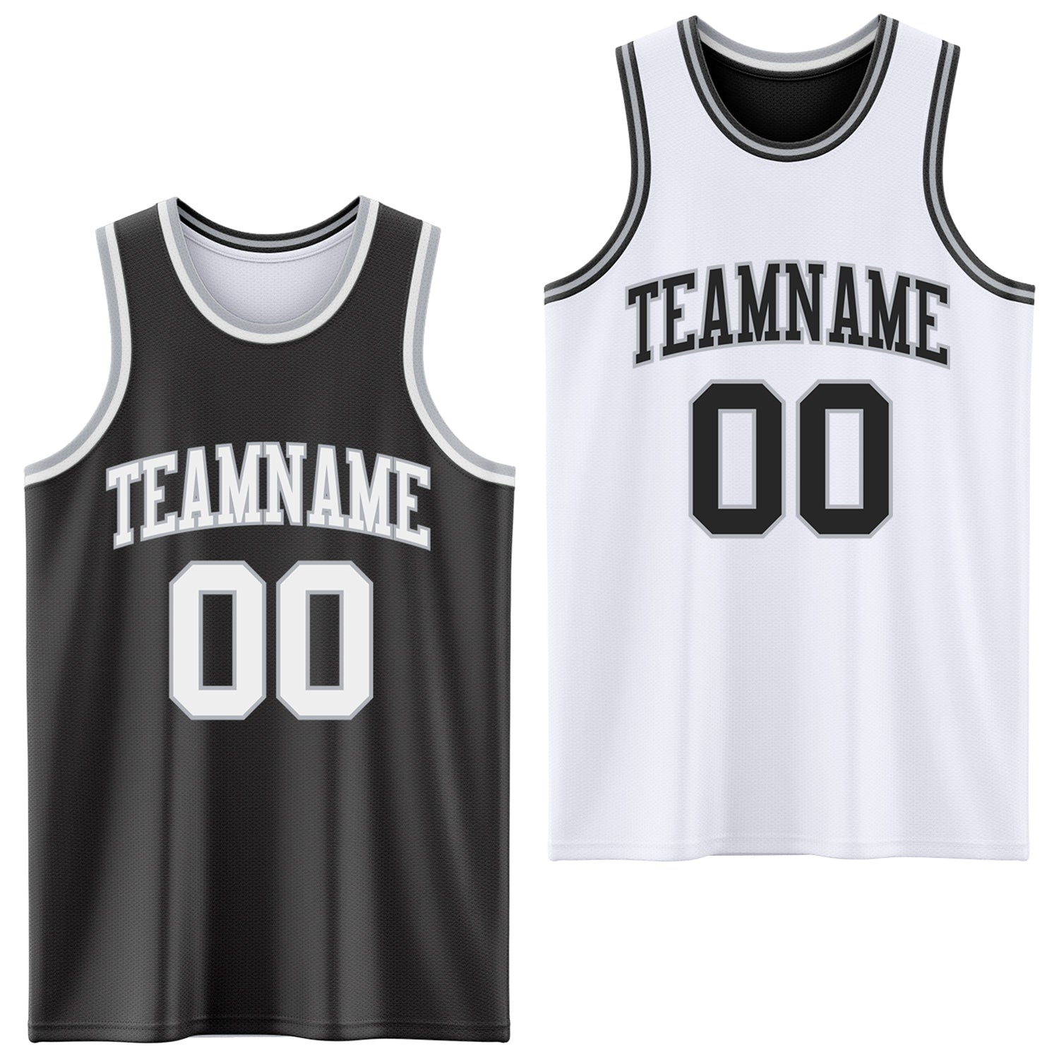 Custom Reversible Black White-Gray Double Side Sublimation Basketball Suit Jersey - Sky-Custom
