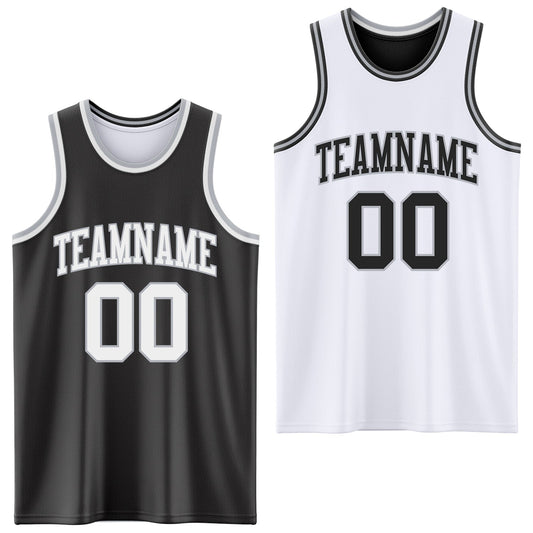 Custom Reversible Black White-Gray Double Side Sublimation Basketball Suit Jersey - Sky-Custom