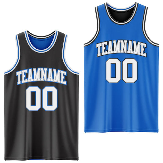 Custom Reversible Black Gray-Blue Double Side Sublimation Basketball Suit Jersey - Sky-Custom