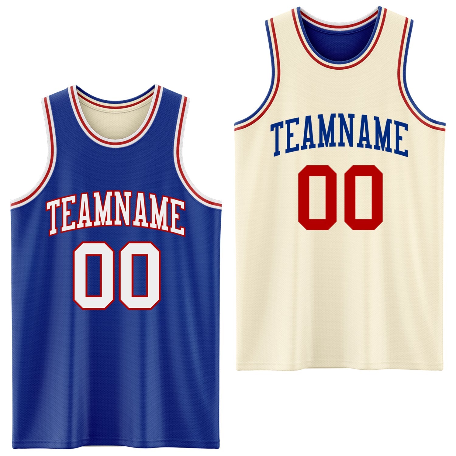 Custom Reversible Royal White-Red Double Side Sublimation Basketball Suit Jersey - Sky-Custom