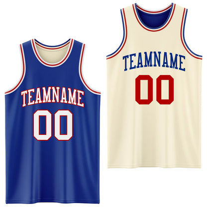 Custom Reversible Royal White-Red Double Side Sublimation Basketball Suit Jersey - Sky-Custom