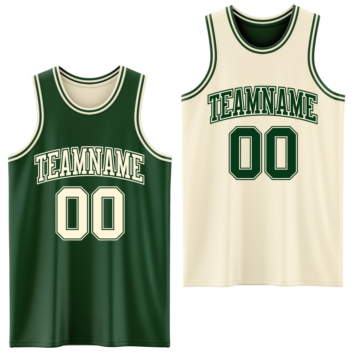 Custom Reversible Green Cream Double Side Sublimation Basketball Suit Jersey - Sky-Custom