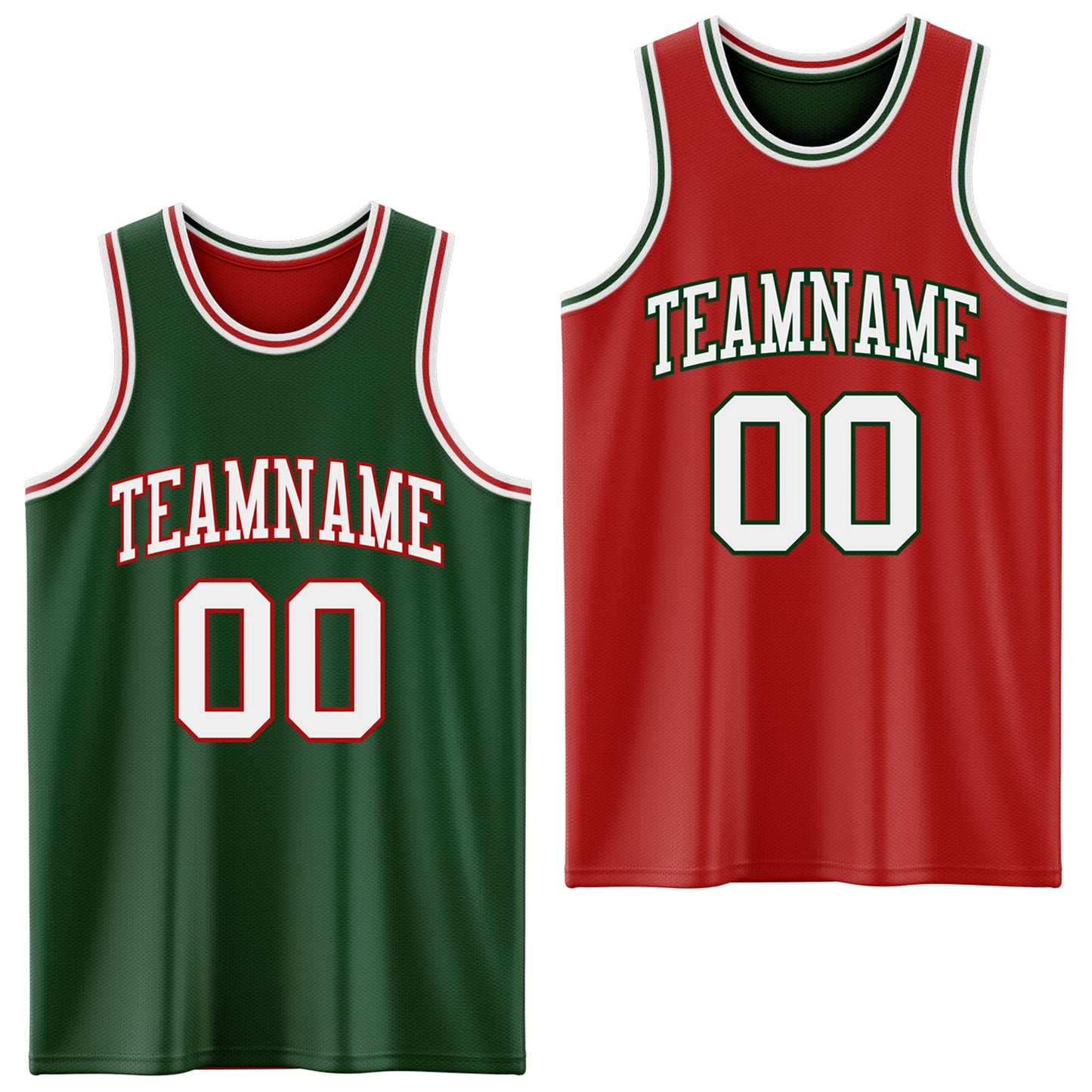 Custom Reversible Green White-Red Double Side Sublimation Basketball Suit Jersey - Sky-Custom