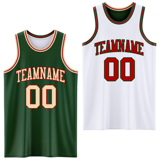 Custom Reversible Green Cream-Red Double Side Sublimation Basketball Suit Jersey - Sky-Custom