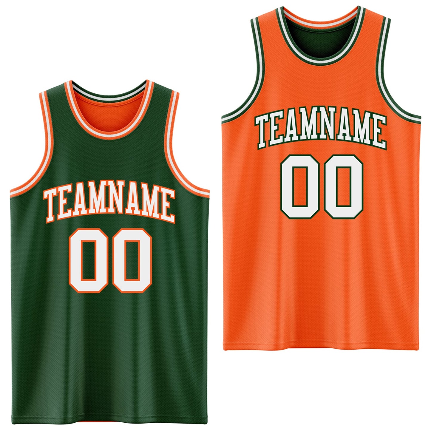 Custom Reversible Green White-Orange Double Side Sublimation Basketball Suit Jersey - Sky-Custom