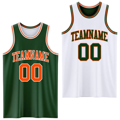 Custom Reversible Green Orange-White Double Side Sublimation Basketball Suit Jersey - Sky-Custom